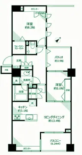 サンクタス築地【12階】の間取り