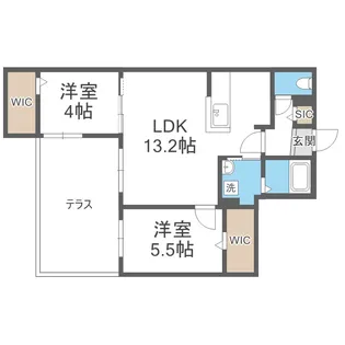 ブランシャールAS北16条S【1階】の間取り