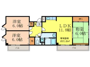 常陽第3ガ-デンハイツ【4階】の間取り