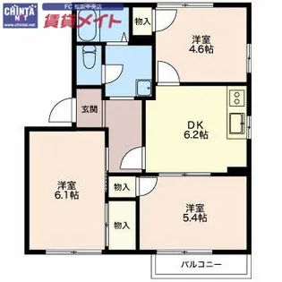 コーポフレグランス C棟【2階】の間取り