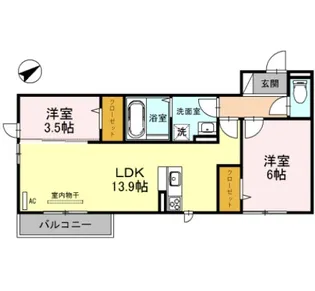 マイネハイム上野芝【2階】の間取り