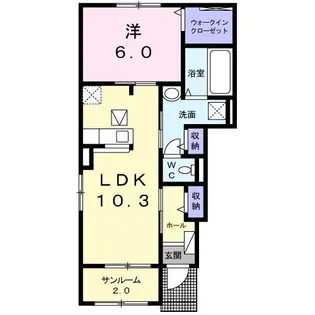 ベルアンドロスA【1階】の間取り