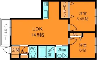 アルティ逢坂C【1階】の間取り