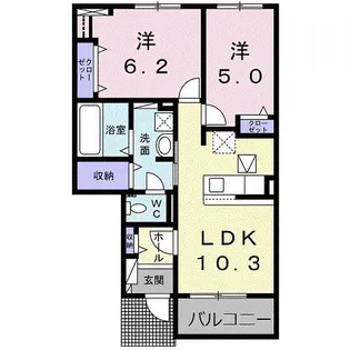 フォルチュンヌII【1階】の間取り