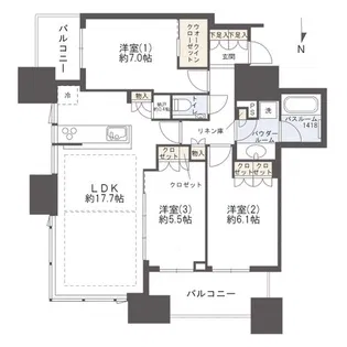 シティタワー大阪本町【34階】の間取り