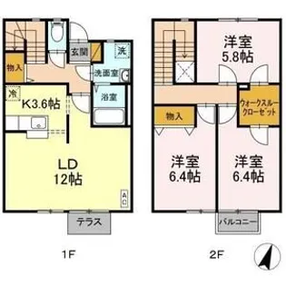 ラルジュA棟【1階】の間取り