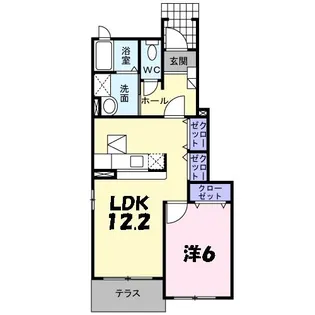 フラワーヒルズB【1階】の間取り