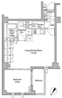 コートレアル三田綱町【1階】の間取り