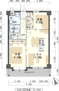 2LDKの間取り画像