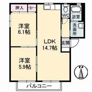 ファミールひらのや【1階】の間取り