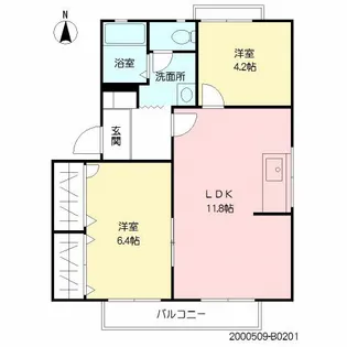 クレール福井 B棟【2階】の間取り