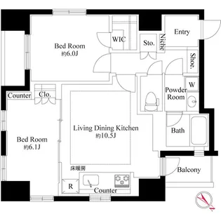 グランスイート銀座レスティモナーク【9階】の間取り