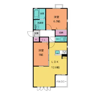 クレールプリエール【2階】の間取り