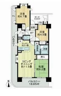 レクセルプラザ本厚木【7階】の間取り