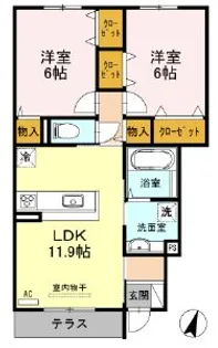 アバンツァート長砂【1階】の間取り