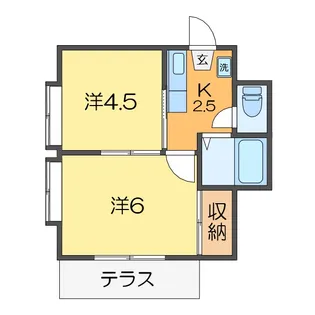 シャルルカツマタB【1階】の間取り