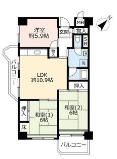 UR武庫川【9階】の間取り