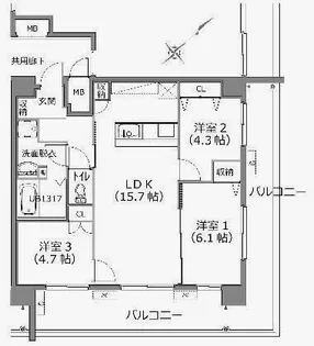 クラシオン社ノ木【9階】の間取り