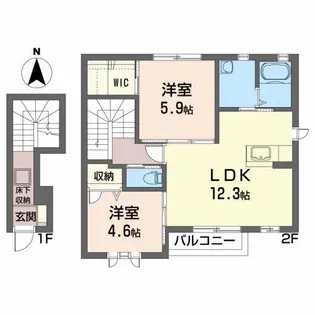 パデシオン岩切【2階】の間取り
