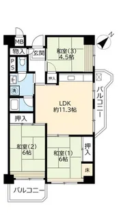 UR武庫川【4階】の間取り