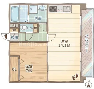 カスターニャ三国本町【2階】の間取り