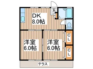北十条ハイツ2【1階】の間取り