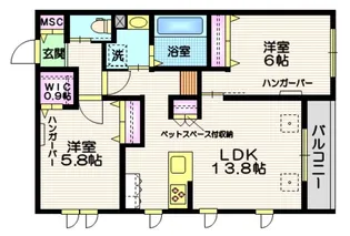 へーベルメゾン天王台【2階】の間取り