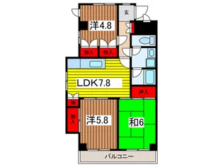 岸町コ-ポ【4階】の間取り