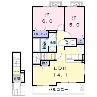 ビサイドB【2階】の間取り