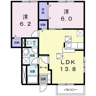 ハートフル鴨島 B【1階】の間取り