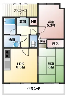 朝日プラザ呉センターコア【9階】の間取り