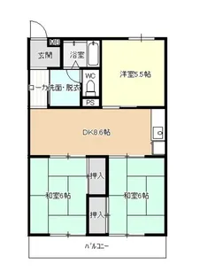 コーポやすり苑【3階】の間取り