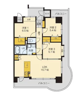 ニューガイア霧島 Fタイプ【4階】の間取り