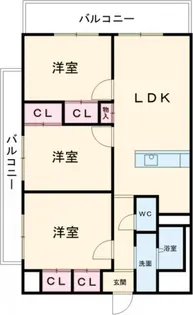 京都府綾部市幸通西石ケ坪【マンション】の間取り