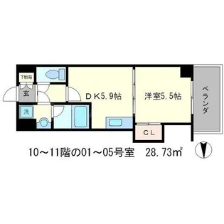 1DKの間取り画像