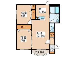 セレ-ノ月寒【4階】の間取り