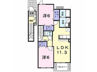 ドゥ・プルミエールAB【2階】の間取り