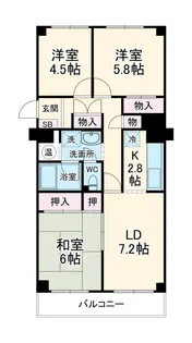 ルネ春日部7号棟【5階】の間取り