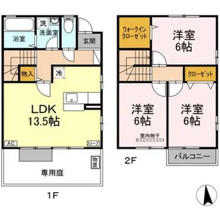 ロイヤルガーデン大野D【1階】の間取り