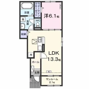 ベルカーナ 幸(コウ)【1階】の間取り