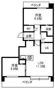 ドミ山鼻八条【2階】の間取り