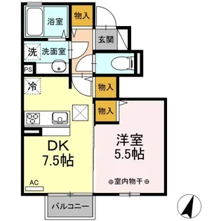 コンフォールななせ【1階】の間取り