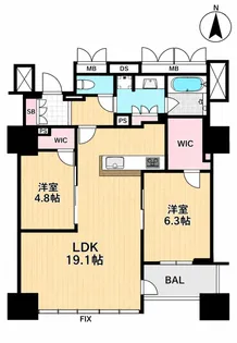 プレミストタワー靱本町【19階】の間取り
