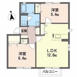 ラフィネタウンD【2階】の間取り