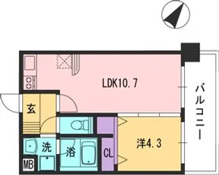 コンダクト福岡東【10階】の間取り