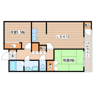 リッツコート北仙台【4階】の間取り
