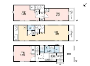 東京都新宿区富久町【一戸建】の間取り