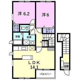 2LDKの間取り画像