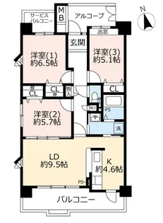 URアーバンラフレ虹ヶ丘南【2階】の間取り