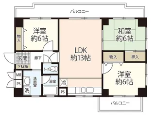 サニーハイム岡山【5階】の間取り